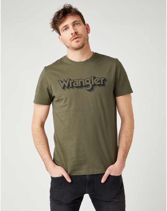 detail Pánské tričko s krátkým rukávem Wrangler SS LOGO TEE IVY GREEN zelené