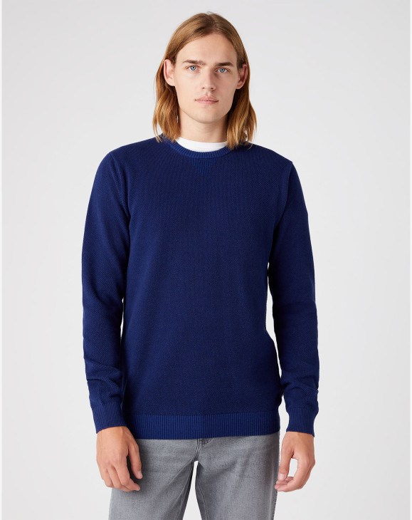 detail Pánský svetr Wrangler TWO TONE CREWNECK MEDIEVAL BLUE