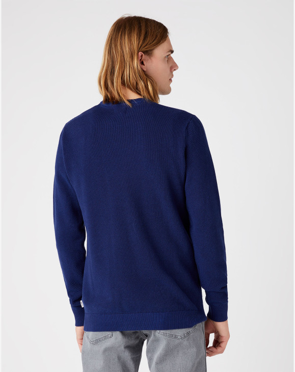 detail Pánský svetr Wrangler TWO TONE CREWNECK MEDIEVAL BLUE