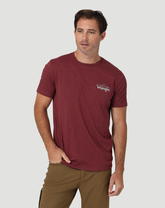 detail Pánské tričko s krátkým rukávem Wrangler LOGO TEE BURGUNDY